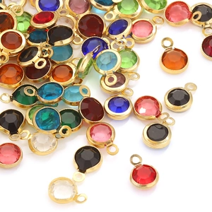 6mm gold stainless steel birthstone crystal rhinestones DIY jewelry charm pendants