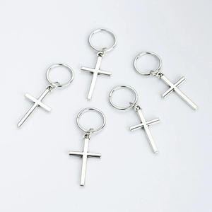 Set of five silver metal cross pendants with hanging rings for African hair braids