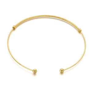 Golden stainless steel twisted wire choker necklace with polished ball ends for women