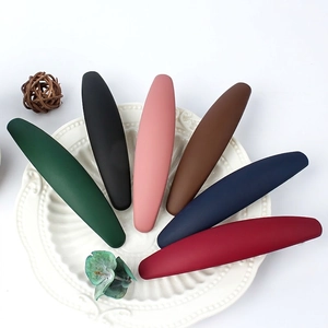 Set of 6 minimalist matte spring hair clips in retro Morandi colors on a white plate