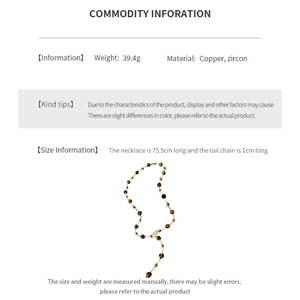 Detailed chart showing copper and zircon tiger eye necklace weight and dimensions