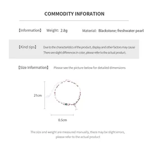 Specifiche dettagliate sulle dimensioni per bracciale con perle e pietre nere