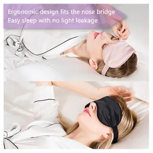 Ergonomic satin sleep masks in pink and black for complete blackout and comfortable sleep