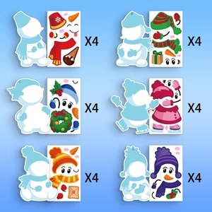 24-piece set of DIY Snowman Christmas stickers for kids' holiday decorations and crafts