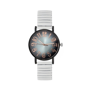 Montre Quartz Femme Bracelet Élastique Acier Inoxydable Grands Chiffres Arabes Minimaliste Cadran Dégradé Mode Casual Montre