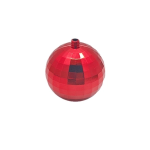 Red faceted Christmas ball ornament with reflective plating for holiday tree decoration