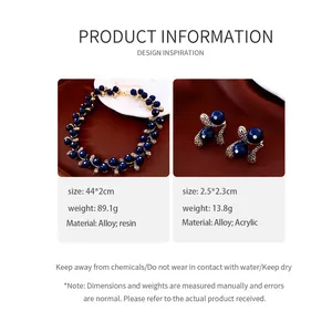 Size specifications for vintage resin waterdrop necklace and earring jewelry set