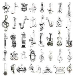Musical Instrument Charms Pendants Alloy Antique Silver Guitar Violin Piano Treble Clef Note DIY Jewelry Making