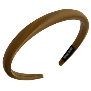 Elegant amber brown silk satin headband with a minimalist handmade finish for women