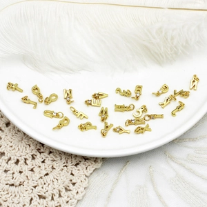 DIY 18k gold plated copper letter charms with zircon for necklace and jewelry making
