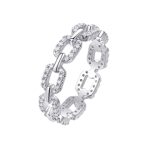 Elegant S925 silver chain ring fully set with sparkling moissanite stones