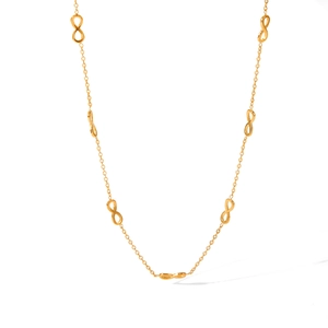 18K gold plated stainless steel necklace featuring infinity symbols on a delicate chain