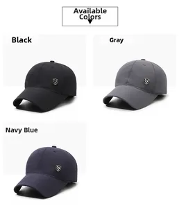 Mens winter baseball caps in black, grey, and navy blue with metal shield logo details