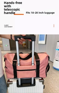 Pink travel bag with luggage trolley sleeve suitable for 18 to 28 inch suitcases