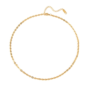 Collier minimaliste à mailles plates dorées avec extension et fermoir mousqueton