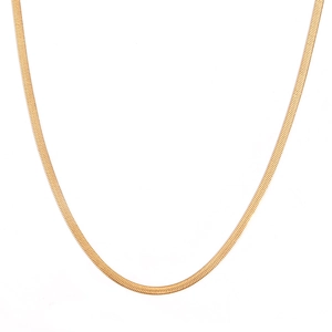 Minimalist 18K gold-plated 2mm blade snake chain necklace with sleek metal texture