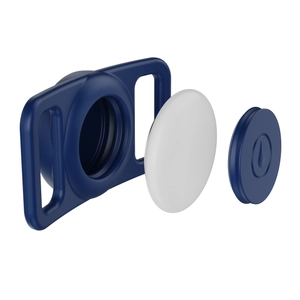 Exploded view of the dark blue silicone waterproof case for pet tracker airtags