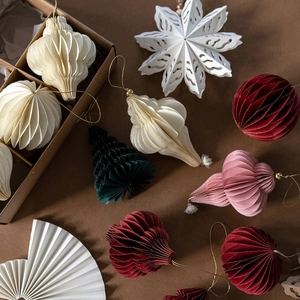 Christmas Paper Honeycomb Hanging Ornaments Origami Tree Snowflake Angel Decorations For Holiday Home Party Nordic