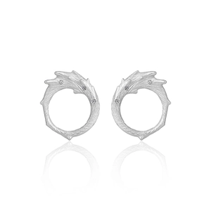 925 Sterling Silver Irregular Wave Round Stud Earrings For Women Hollow Rhinestone Inlaid Niche Temperament Jewelry Earring