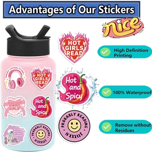 50pcs waterproof cartoon reading stickers for laptop and guitar with HD printing