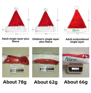 Comparaison de taille et poids des bonnets de Noël en peluche pour adultes et enfants