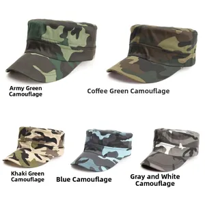Detail view of five camouflage colors for the tactical flat top patrol army caps