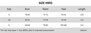 Detailed size chart for lace leopard dress showing bust, waist, and hips in centimeters