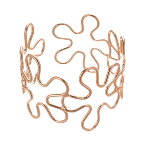 Minimalist rose gold open cuff bracelet featuring elegant hollow floral wave patterns