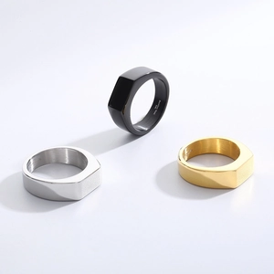 Men Signet Ring 316L Stainless Steel Rectangular Flat Top Smooth Minimalist Solid Fashion Jewelry