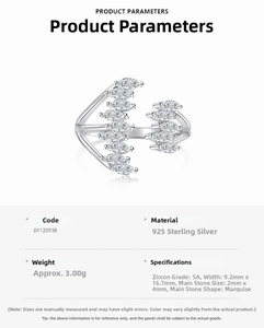 Detail view of S925 silver ring featuring marquise-cut colorful zircons and open design