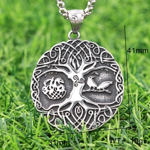 Close-up of Viking Tree of Life pendant with 41mm height and 31mm width dimensions