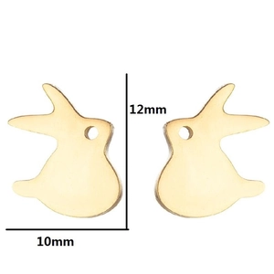 Golden rabbit shaped stainless steel earrings pendants for jewelry making 12x10mm