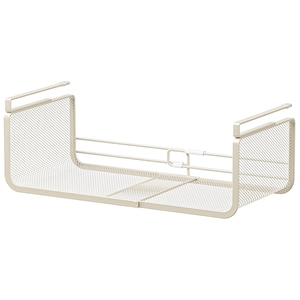 Beige expandable hanging metal wire basket shelf for kitchen cabinet and pantry storage