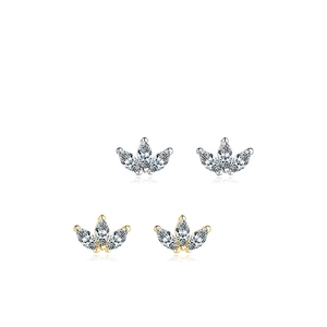 Orecchini a corona in argento S925 con pietre marquise in oro e argento