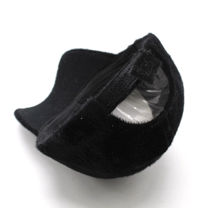 Winter faux mink fur baseball cap in black with adjustable velcro strap on back