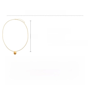 Detail specifications of golden oval pendant necklace with 82.2cm chain and 9.8cm tail