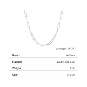 Minimalist s925 sterling silver paperclip chain necklace with irregular hammered texture