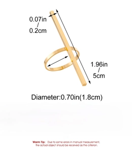 Guida alle dimensioni per anello geometrico dorato con barra da 5cm e diametro da 1,8cm