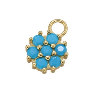 Gold flower pendant with micro-set turquoise zircon stones for DIY jewelry making