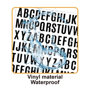 Close-up of waterproof vinyl letter stickers showing splash resistance and durable texture