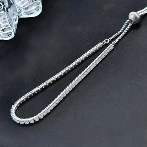 Elegant S925 sterling silver adjustable moissanite tennis bracelet with bolo clasp