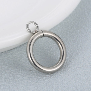 Polished silver stainless steel OT toggle ring charm for minimalist DIY jewelry making