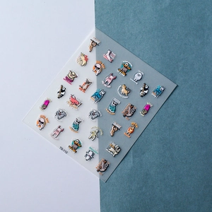Cute 3D embossed cartoon animal nail art stickers with rabbit and panda patterns