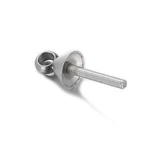 Silver 316L stainless steel umbrella hollow earring post with ring and pendant connector