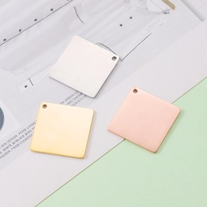 Set of square 25mm mirror stainless steel calendar charms in silver gold and rose gold