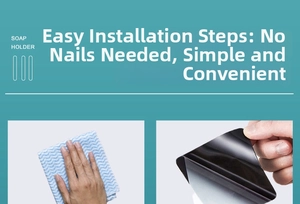 Detail of soap holder installation kit with cleaning cloth and adhesive backing