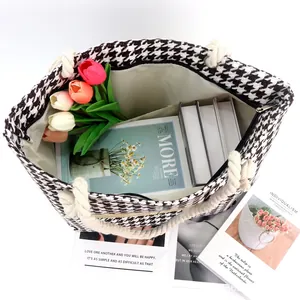 Exotic Evil Eye beach tote bag with houndstooth pattern and large capacity