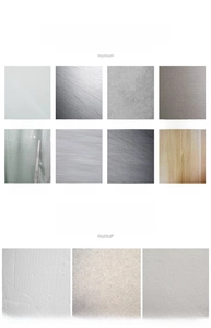 Wall-mounted tissue box installation guide showing compatible surfaces like tile and marble