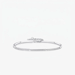 Modern 925 Sterling Silver Zirconia Link Bracelet For Women Fashion Commute Business Inlaid Geometric Silver Bracelet Jewelry