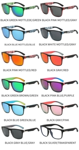 Grid display of polarized sunglasses in twelve color variants for outdoor sports